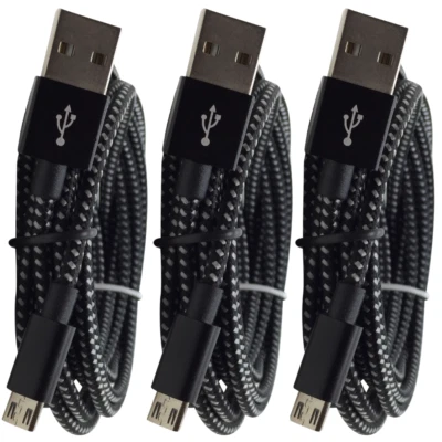 Paquete de 1/2/3 Lote de 6 pies Cable Micro USB Cargador Rápido para Samsung Android Cable de Carga Foto 1 de 4
