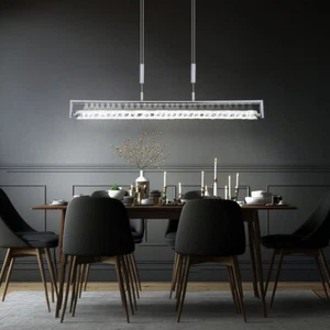 Lampada Pendente Luci Soggiorno Lampada da Cucina Vetro Argento LED H 160 CM - Foto 1 di 10