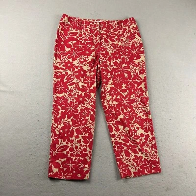 Pantalone Talbots donna 10P rosso floreale piatto davanti firmato Capris - Immagine 1 di 4