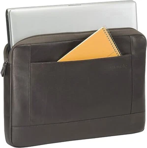 Solo 16 Inch Leather Laptop Sleeve Padded Zippered Espresso Dark Brown - Picture 1 of 3