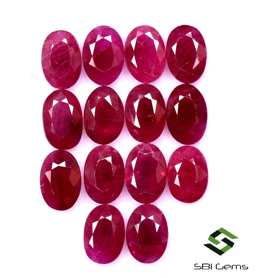 6x4 mm Natural Ruby Oval Cut Lot 14 Pcs 9.42 Cts Deep Red Shade Burma Loose Gems - Image 1 of 4