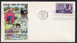 1948 CA Gold Rush 100th (Scott 954) - Fluegel FDC NZ771 - Picture 1 of 1