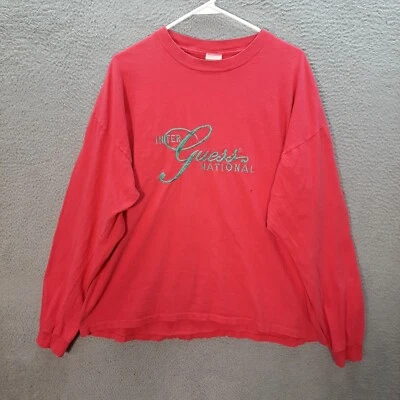 Винтажная женская рубашка Guess один размер розовая одинарный шов вышитая 80-е 1990-е - Изображение 1 из 4