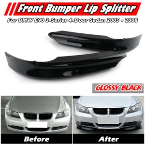 For BMW 3 Series E90 PRE-LCI Gloss Black Front Splitter Lip Spoiler 2005-2008 - Picture 1 of 11