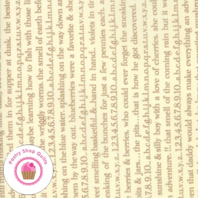 Moda ELLA AND OLLIE Ivory Cream Brown Text 20304 27 & Fig Tree QUILT FABRIC - Image 1 of 4