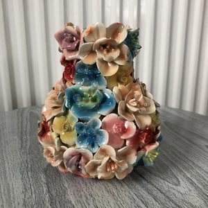 Schöne Vintage Blumenvase / Japan / Blumen / Handarbeit bunt - Bild 1 von 7