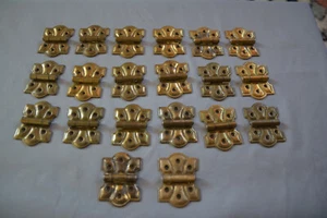FINE SET 20 ANTIQUE STANLEY SW BRASS PLATE BUTTERFLY KITCHEN DOOR HINGES (G37) - Picture 1 of 9
