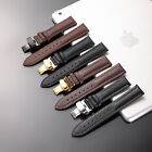 Genuine Leather Butterfly Clasp Buckle Watch Band Strap Wristwatch Acces 14-24mm