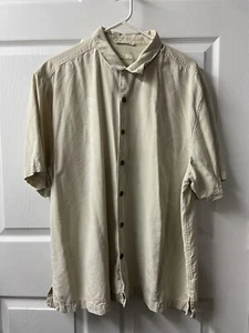 Camisa de campamento de seda Joesph & Feiss para hombre XXL bronceada estampado hawaiano informal vacaciones - Imagen 1 de 7