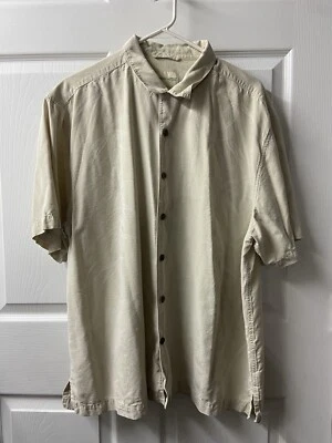 Camisa de campamento de seda Joesph & Feiss para hombre XXL bronceada estampado hawaiano informal vacaciones Foto 1 de 4