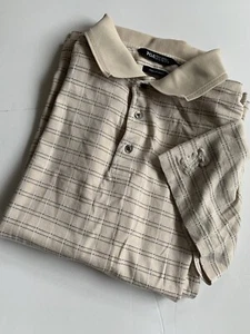 Herren PGA Tour Polo Golf Shirt Größe XL Kurzarm hellbraun beige schwarz Nadelstreifen - Bild 1 von 7