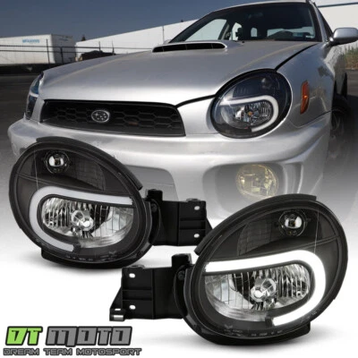 For 2002-2003 Subaru Impreza Outback WRX RS Black LED Tube Headlights Headlamps - Image 1 of 4