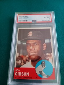 1963 TOPPS BOB GIBSON CARD #415 NEW FRESH PSA 6 EX-MT SLAB