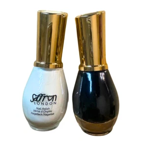 Glossy WHITE & Black Nail Polish Varnish #25 Jet Black #26 Chalk White Saffron - Picture 1 of 1