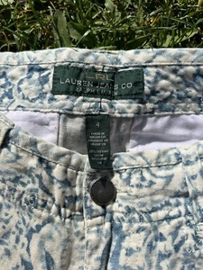 Vintage Y2K Ralph Lauren Paisley Denim Cargo Pants Size 4 - Picture 1 of 5