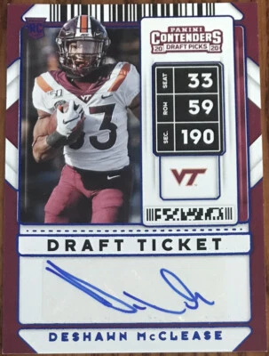 2020 Panini Contenders Draft Picks DRAFT TICKET Autograph Deshawn McClease #195 - Image 1 of 2