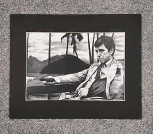 Scarface Drawing Tony Montana Lopez Motors Matted Drawing Pencil Charcoal - Picture 1 of 10