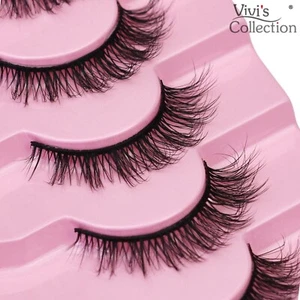 False Lashes Natural Short Eyelashes  Cat Eye Wispy 3D Mink Full Fluffy Fox Eye - Picture 1 of 4
