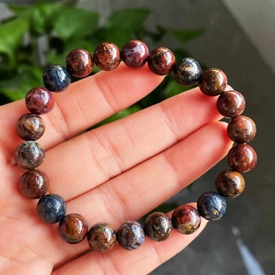 Pulsera de cuentas de piedras preciosas Pietersita Namibia de color natural de 8,7 mm Z56 Foto 1 de 4