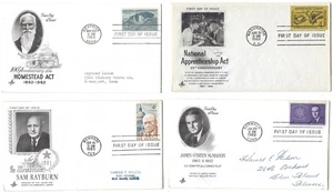 4 '62 FDCs  Sam Rayburn, National Apprenticeship, Brien McMahon, Homestead Act - Picture 1 of 1