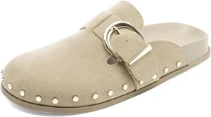 FUNKYMONKEY Women‘s Suede Rivet Mules Slip On Comfort Potato Shoes Suitable... - Picture 1 of 30