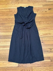 J. Jill Damen Etuikleid Gr. 8 schwarz Stretch Leinen Gürtel vorne zum Binden ärmellos - Bild 1 von 6