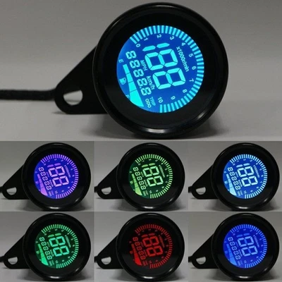 Universal Moto Digital LED LCD Odómetro Velocímetro Tacómetro Medidor de Velocidad Foto 1 de 4