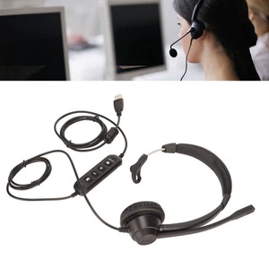 USB Business Headset Noise Reduction Single Sided Ear Headphone Supports Call CB - Afbeelding 1 van 22