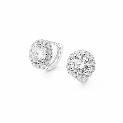 Argento Sterling Mini 6mm Cerchio Taglio Cz Halo Flory Cupola Grappolo Orecchini - Immagine 1 di 4