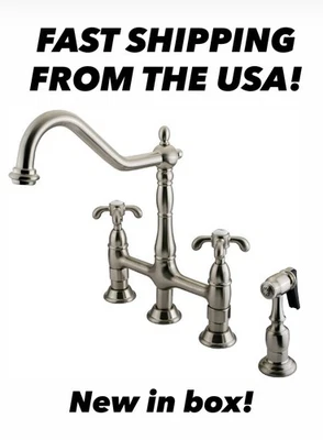 Cocina puente Kingston de latón KS127.TXBS French Country 1,8 GPM - níquel Foto 1 de 4