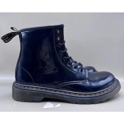 Dr. Martens 1460 J Patent Leather Lace-Up Boot Glossy Black Youth AW004 – Size 3 - Image 1 of 4