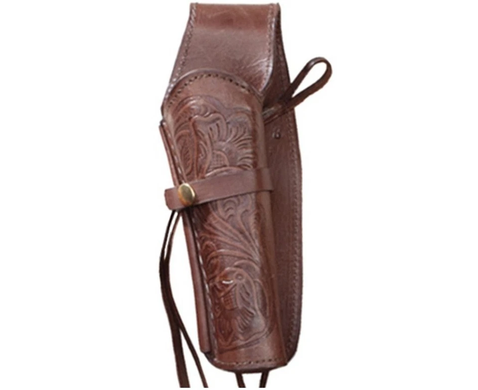 Western Express - Chocolate .38 Caliber Tooled Leather Holster - Right Handed - Image 1 of 1