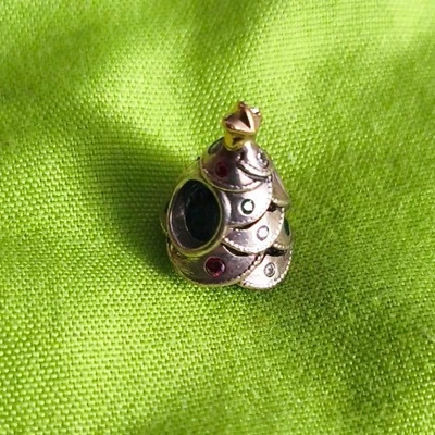 Pandora Charm Weihnachtsbaum Baum Weihnachten Silber mit goldenen Stern - Bild 1 von 4
