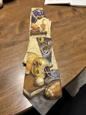 Corbata de fútbol americano/béisbol LSU TIGERS 100 % seda de Eagle's Wings Sports de colección Foto 1 de 3