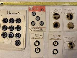 7 Button Cards 23 Buttons. Some Vintage. Black White Gray Ya small Medium - Picture 1 of 2