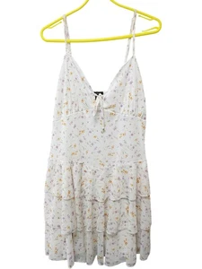 Boohoo Floral Plus Ditsy Mesh Tiered Skater Dress UK 22 Adjustable Straps - Picture 1 of 9