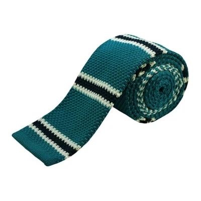 Men's Oasis, White And Navy Stripe Knit 2.5 Inch Wide And 58 Inch Long Necktie - Image 1 of 3