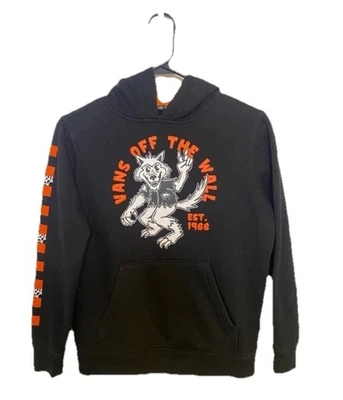 Vans Off The Wall Sudadera con Capucha Sk8 Wolf Boys S Negro Lobo Logo Sudadera Foto 1 de 4