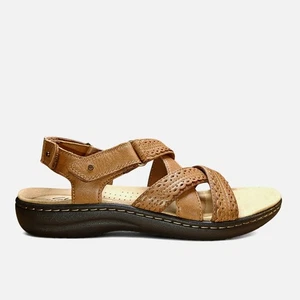 Clarks Laurieann Brown Leather Sandals Size 8 Narrow Adjustable Straps Comfort - Picture 1 of 11