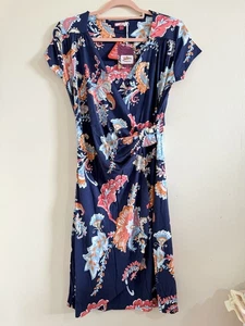 Joe Browns Navy Blue Multicolour Floral Wrap Jersey Dress - BNWT - Size 10 - Picture 1 of 3