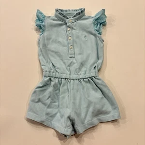Mameluco con volantes Ralph Lauren para bebés niñas - talla 9M - 100 % algodón - azul claro - Imagen 1 de 6
