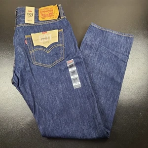 Jeans Levi's 501 Original Pierna Recta Botón Mosca Azul Denim 33x32 (33x31) Nuevos con Etiquetas - Imagen 1 de 16