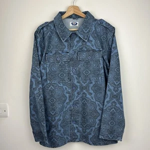 Madcap England Denim Jacket Mens 42 Blue Biker Retro Mods Paisley Cotton 70s - Picture 1 of 21