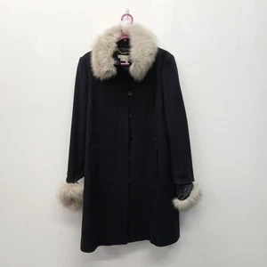 Hobbs Coat UK 16 Navy Blue Wool Faux Fur Collar Winter New NWT RMF-FPL17 - Picture 1 of 5