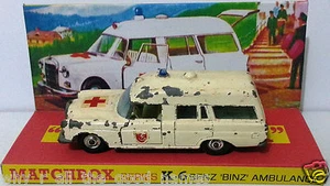Lesney MATCHBOX Diecast KING SIZE K-6 BENZ BINZ AMBULANCE & Custom Box Display c - Picture 1 of 6