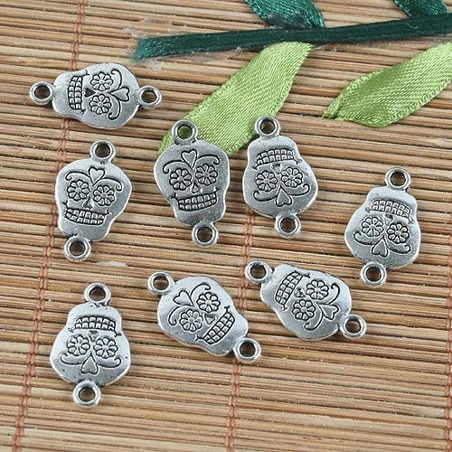 20pcs 20*11mm Tibetan  Silver Color Two Sides Skull Link/pendant G1184 - Image 1 of 1