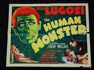 THE HUMAN MONSTER 1939 * BELA LUGOSI * EXTREMELY RARE HORROR MOVIE POSTER!! - Picture 1 of 20