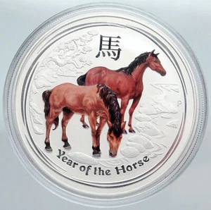 2014 AUSTRALIA Year of Horse CHINESE Zodiac COLORIZED Silver Dollar Coin i89923 - Picture 1 of 3
