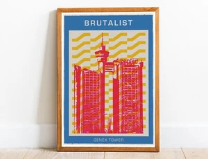Brutalist Architecture 09 Art Print Poster Genex Tower Belgrade - Picture 1 of 3