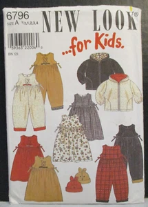 New Look Pattern 6796 Sz 1/2-1-2-3-4 Jacket Dress Romper Hat Cut Boy Girl Toddlr - Picture 1 of 14